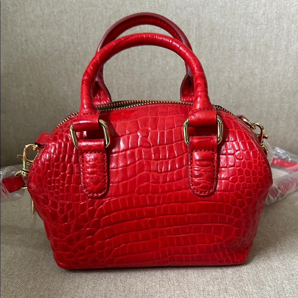 Red Crocodile-Embossed Handbag for cellphones andd small wallet by Gili